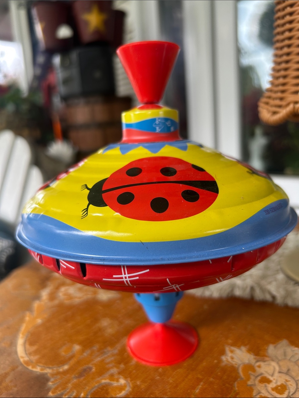 Vintage Ladybug Spinning Top Toy